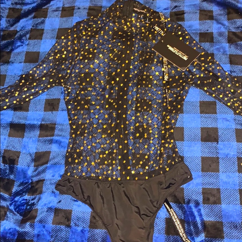 PLT Gold & Black Mesh Bodysuit